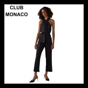 NWT CLUB MONACO Draped pleated cross over belted top